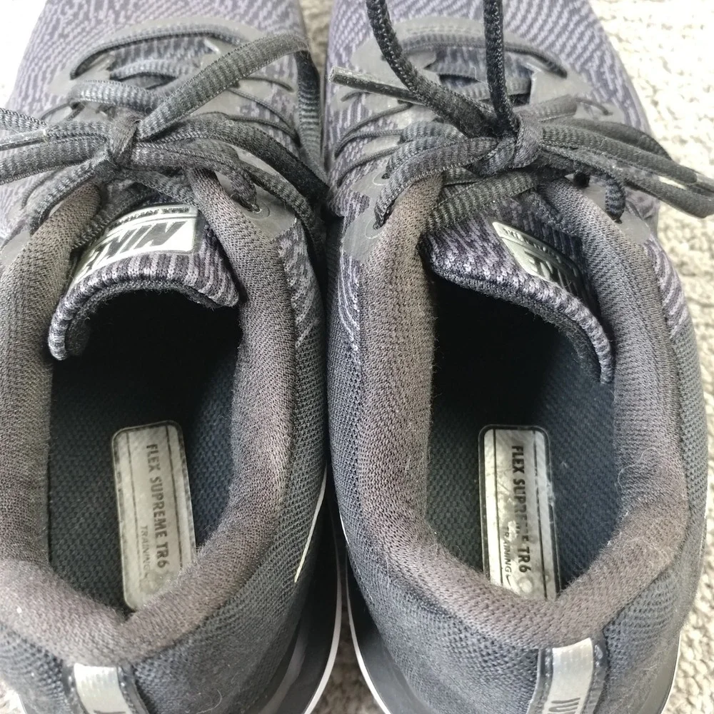 Nike Flex Supreme TR 6 Womens 9 Running Shoes Black Gray 909014-001 Sneaker